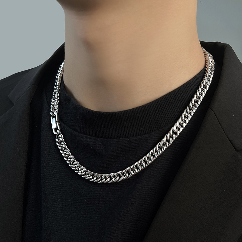 7mm correntes cubanas de aço i - Men Accessories Neck Chain avaliação e preço