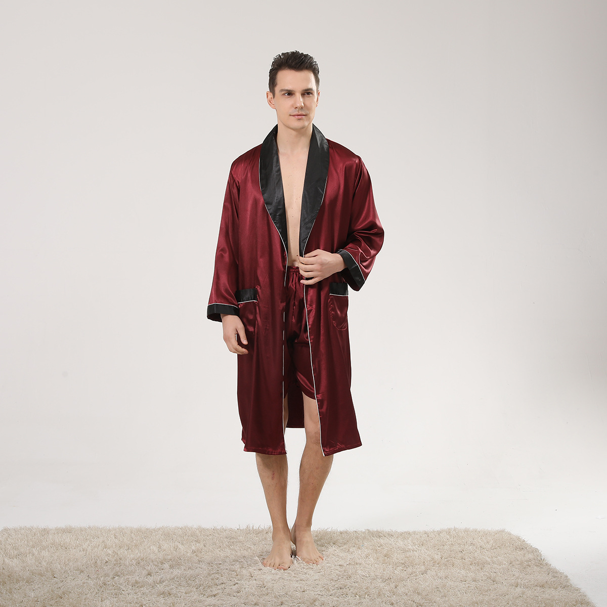 Primavera preto xale colarinho - Men'S Kimono Accessories avaliação e preço